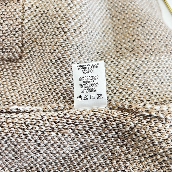 Open Front Sweater Vest Size Small Plaid Checks Khaki/Cream Beige Cable Knit - Picture 8 of 9